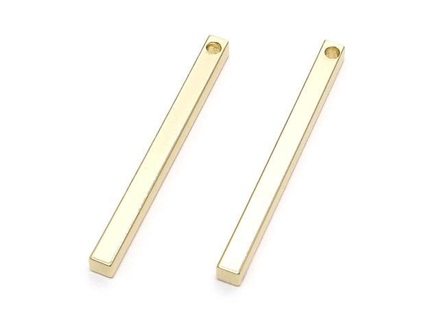 【動画】メタルパーツ スクエア スティックパーツ25×2×2mm ゴールドカラー 5個の画像