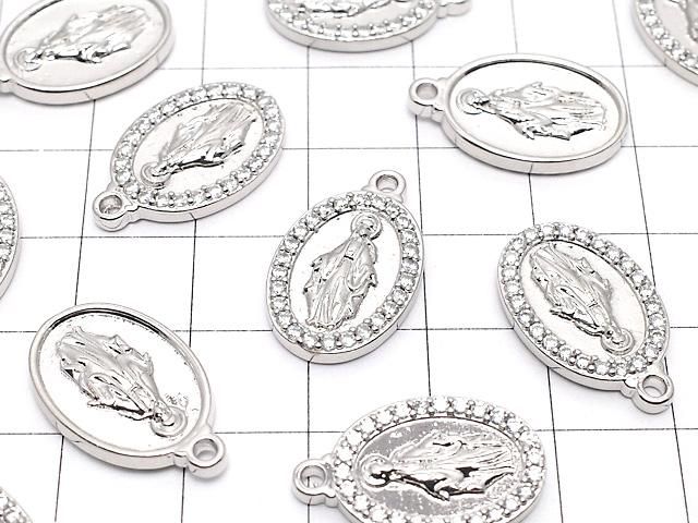 メタルパーツ チャーム 21×13mm メダイ(CZ付) シルバーカラー 2枚 サムネイル3