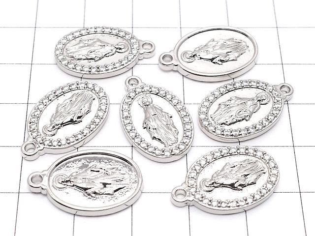 メタルパーツ チャーム 21×13mm メダイ(CZ付) シルバーカラー 2枚 サムネイル4