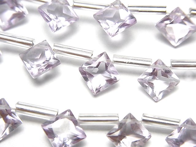 ピンクアメジスト（紫水晶） ダイヤ プリンセスカット8×8mm 1連（8粒 