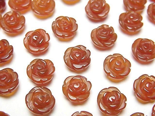 【動画】レッドアゲートAAA 薔薇8mm 【片穴】 4個の画像