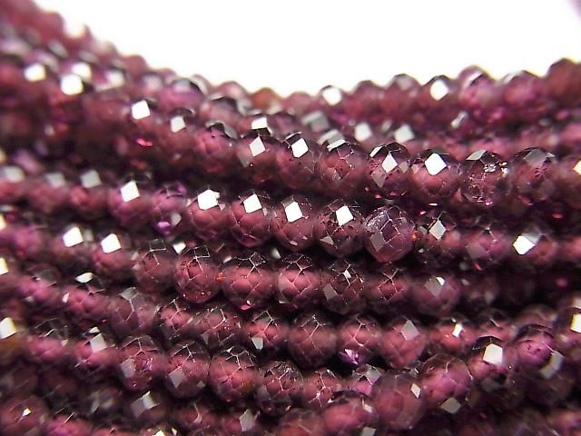 【動画】【素晴らしい輝き】宝石質インド産ガーネットAAA ボタンカット2.7×2.7×2.3 1連(約32cm)の画像