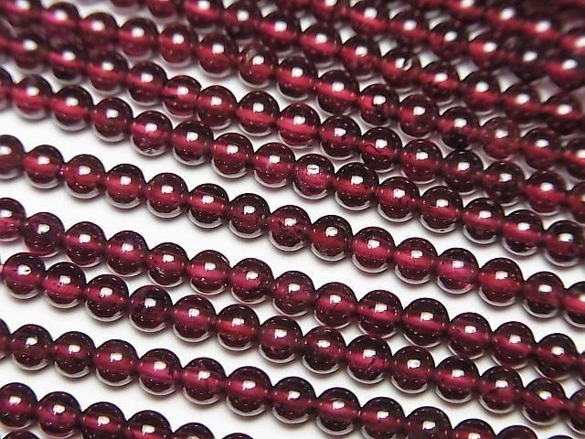 【動画】モザンビーク産ガーネットAAA ラウンド3mm 1連(約36cm) の画像