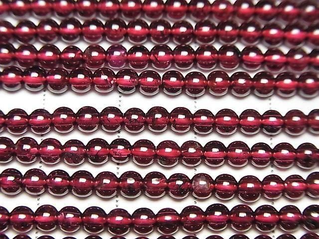 【動画】モザンビーク産ガーネットAAA ラウンド3mm 1連(約36cm) サムネイル2
