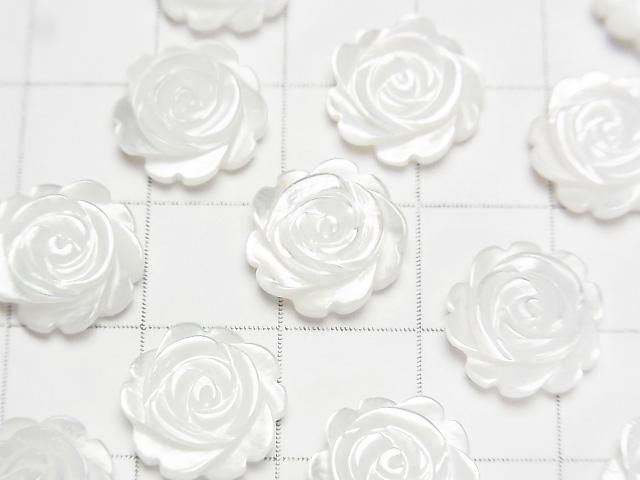 高品質ホワイトシェル(白蝶貝) 薔薇12mm 【片穴】 4粒 サムネイル2