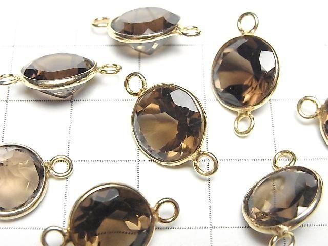 宝石質スモーキークォーツAAA 枠留めラウンドファセットカット12×12mm 【両カン】 18KGP 3個 サムネイル2