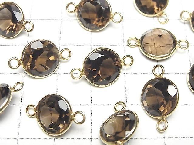 宝石質スモーキークォーツAAA 枠留めラウンドファセットカット12×12mm 【両カン】 18KGP 3個 サムネイル3