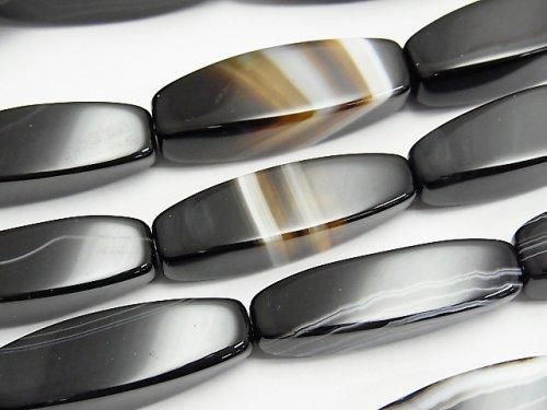 ストライプオニキス ライス4面ツイストカット30×9×9mm 1連(約37cm)の画像