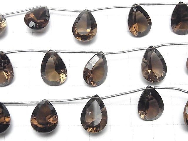 【動画】宝石質スモーキークォーツAAA ペアシェイプ コンケーブカット18×13mm 1連(4粒) サムネイル3