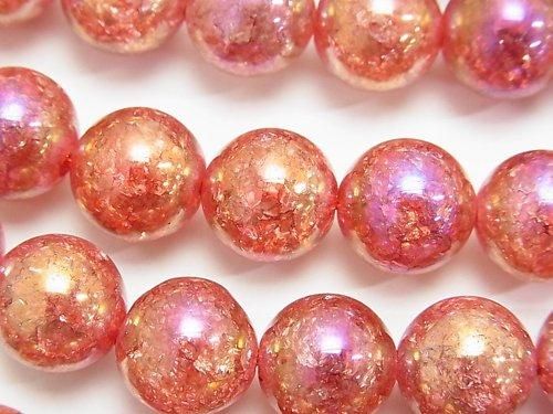 フラッシュ レッドカラークラッククリスタル ラウンド12mm 半連/1連(約35cm)の画像