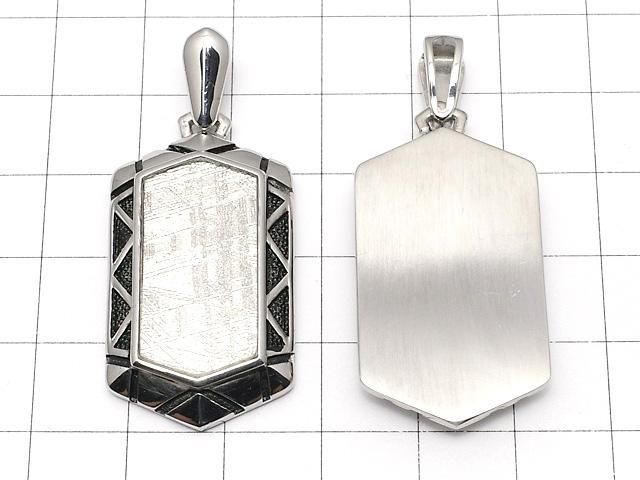 メテオライト(ムオニナルスタ隕石) デザイン枠付きペンダントトップ35×20mm 1個 サムネイル2