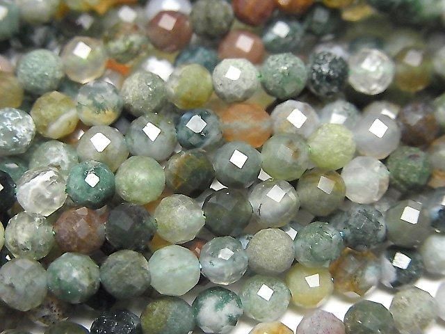【動画】【素晴らしい輝き】インディアンアゲート 32面ラウンドカット4mm 1連(約37cm)の画像