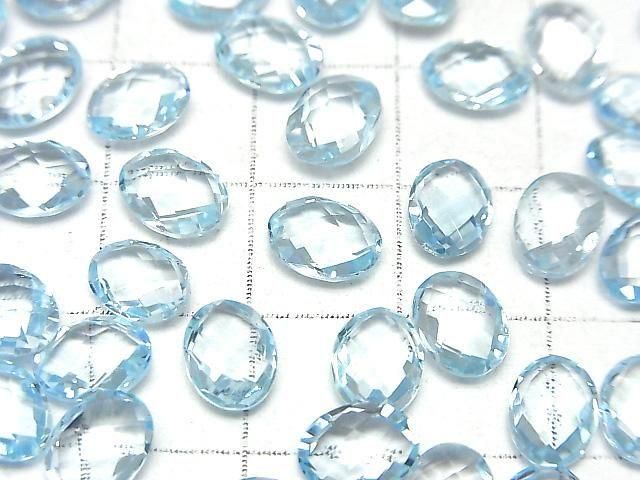 【動画】宝石質スカイブルートパーズAAA ルース オーバルカット8×6mm 5粒 サムネイル2