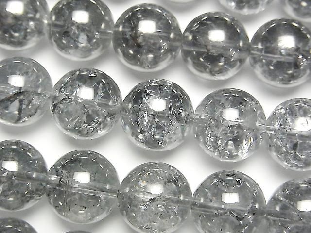 【動画】クラック入りシルバーフラッシュクリスタル ラウンド12mm 半連/1連(約36cm)の画像