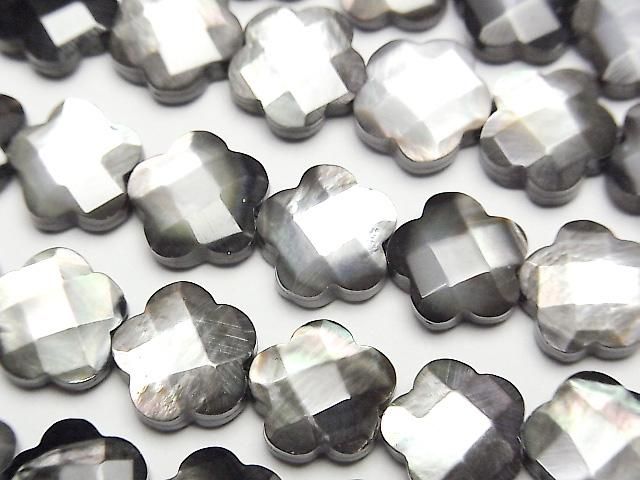 【動画】高品質ブラックシェル フラワー(カット入り)10×10×5mm 半連/1連(約38cm)の画像