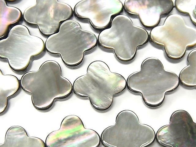 【動画】ブラックシェルAAA フラワーモチーフ15×15×3mm 1/4連~1連(約37cm)の画像