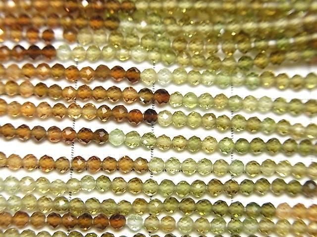 【動画】【素晴らしい輝き】宝石質ブラウン~グリーントルマリンAAA 極小ラウンドカット2mm 1連(約30cm) サムネイル2