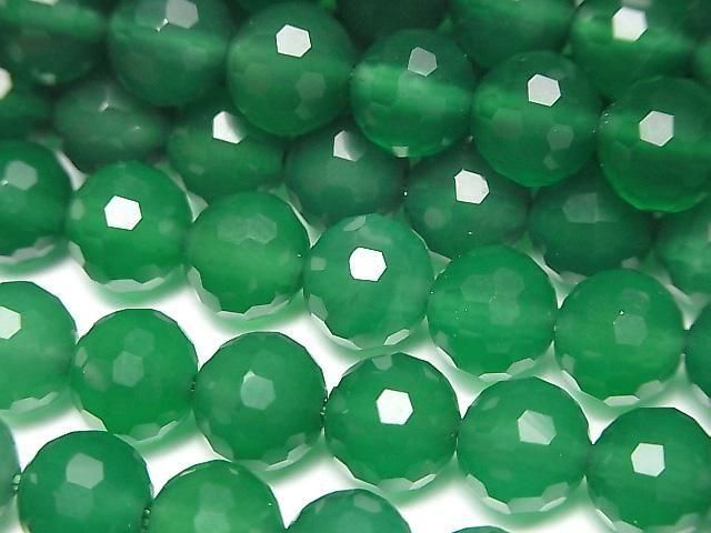 【素晴らしい輝き】グリーンオニキスAAA 128面ラウンドカット8mm 1連(約37cm)の画像