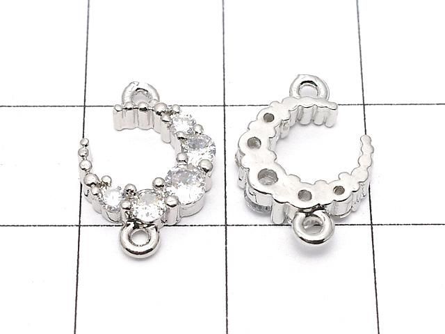 メタルパーツ 三日月モチーフ 両カンチャーム14×10mm シルバーカラー(CZ付) 2個 サムネイル2