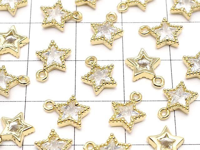 メタルパーツ スターモチーフ チャーム9×7mm ゴールドカラー(CZ付) 3個 サムネイル3