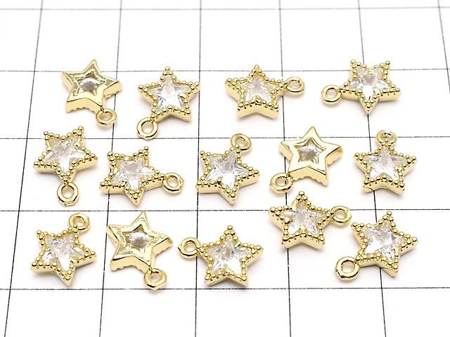 メタルパーツ スターモチーフ チャーム9×7mm ゴールドカラー(CZ付) 3個 サムネイル4