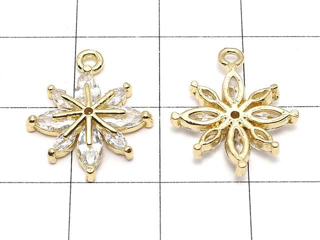 メタルパーツ フラワーモチーフ チャーム18×15mm ゴールドカラー(CZ付) 2個 サムネイル2