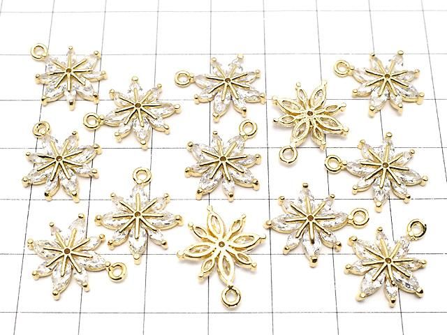 メタルパーツ フラワーモチーフ チャーム18×15mm ゴールドカラー(CZ付) 2個 サムネイル4