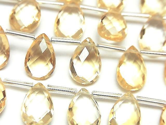 【動画】宝石質シトリンAAA ペアシェイプ ブリオレットカット12×8mm 半連/1連(12粒)の画像