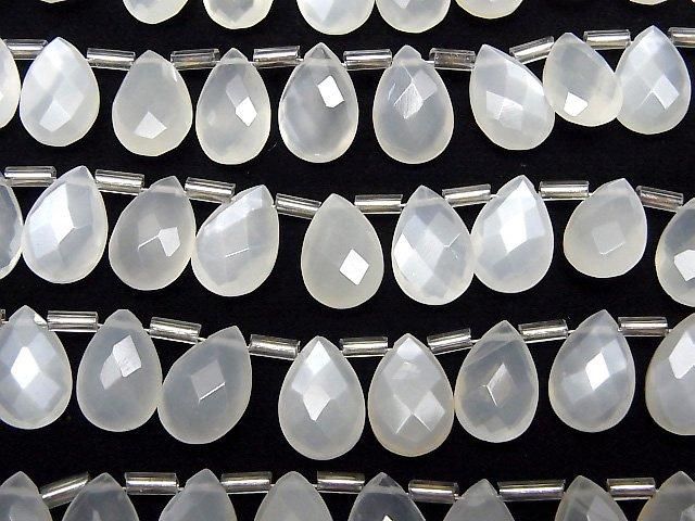 【動画】宝石質ホワイトムーンストーンAAA- ペアシェイプ ブリオレットカット12×8mm 半連/1連(12粒) サムネイル3
