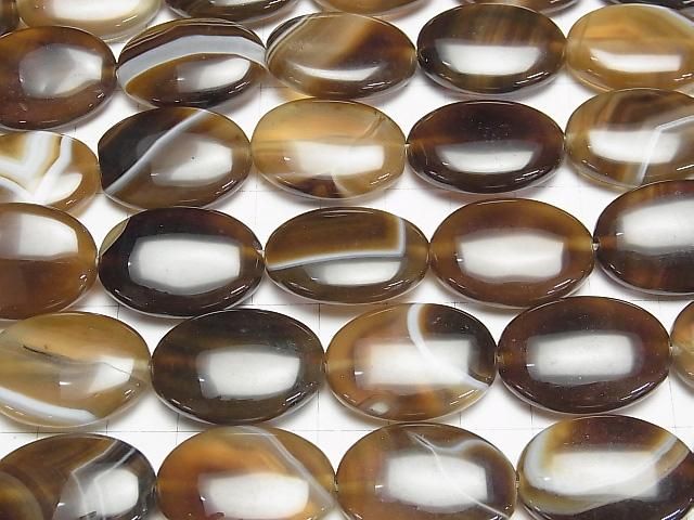 【動画】ブラウンストライプアゲートAAA オーバル25×18mm 半連/1連(約34cm) サムネイル3