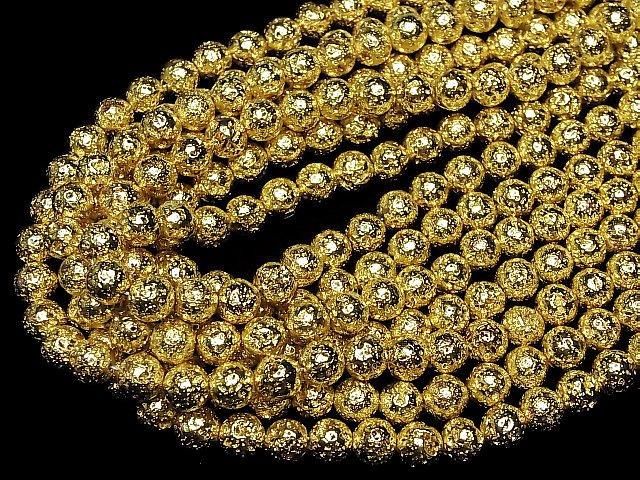 【動画】ラバー(溶岩) ラウンド8mm イエローゴールドコーティング 1連(約37cm) サムネイル4