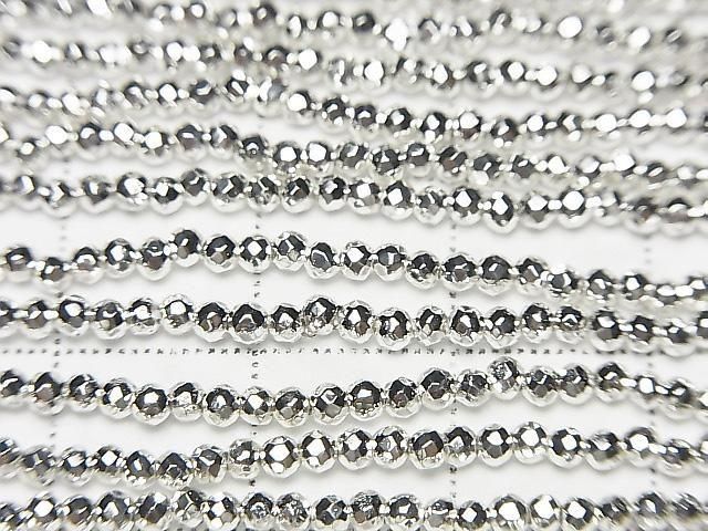 【動画】【素晴らしい輝き】パイライトAAA- ホワイトシルバーコーティング 極小ラウンドカット2mm 1連(約35cm) サムネイル2