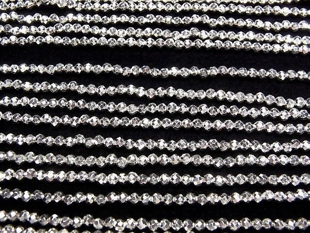 【動画】【素晴らしい輝き】パイライトAAA- ホワイトシルバーコーティング 極小ラウンドカット2mm 1連(約35cm) サムネイル3