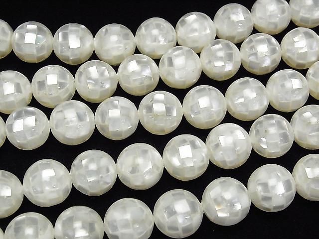 【動画】モザイクシェル ホワイト ラウンド14mm 1/4連~1連(約37cm) サムネイル3