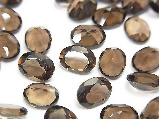 【動画】宝石質スモーキークォーツAAA ルース オーバルファセットカット8×6mm 5粒の画像
