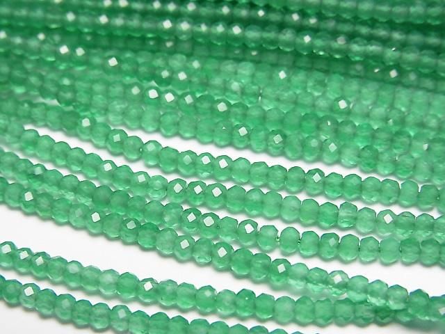 【動画】【素晴らしい輝き】グリーンオニキスAAA 極小ボタンカット2×2×1.5mm 1連(約38cm)の画像