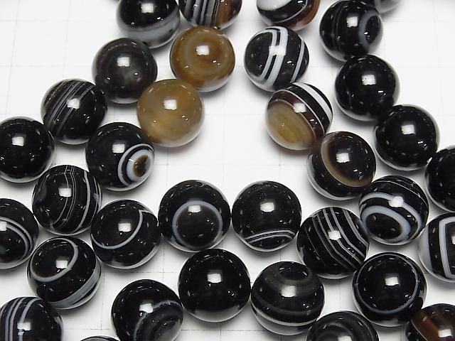 【動画】高品質チベットアゲート(天眼石) ラウンド12mm 1連(ブレス) サムネイル3