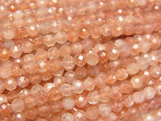 【動画】【素晴らしい輝き】サンストーンAA++ ラウンドカット3mm 1連(約36cm)の画像