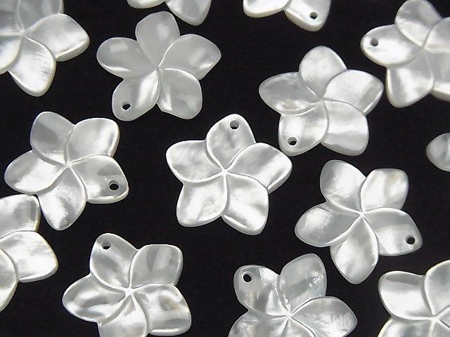 【動画】高品質ホワイトシェルAAA フラワー 15mm 2個の画像