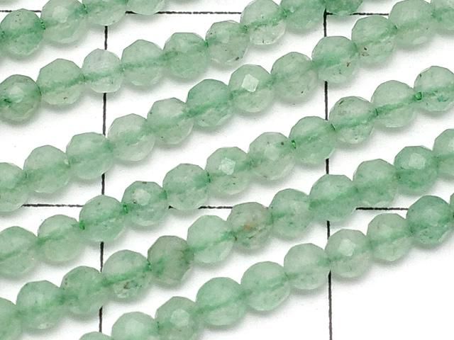 【動画】【素晴らしい輝き】グリーンアベンチュリン 極小ラウンドカット2mm 1連(約37cm) サムネイル2
