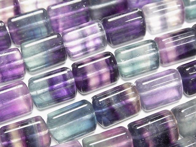 【動画】モンゴル産マルチカラーフローライトAAA トライアングルチューブ14×10×10mm 半連/1連(約36cm)の画像
