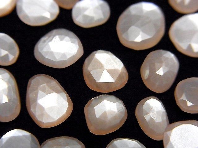 【動画】宝石質ピーチムーンストーンAAA ルース フリーフォーム 片面ローズカット 5粒の画像