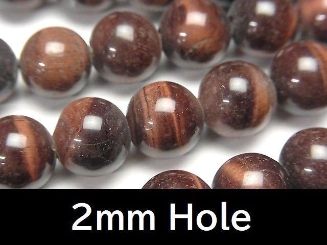 【動画】レッドタイガーアイAA++ ラウンド10mm 【2mm穴】 半連/1連(約35cm)の画像