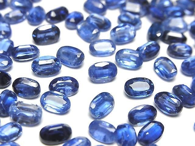 【動画】宝石質カイヤナイトAAA ルース オーバルファセットカット6×4mm 5粒の画像