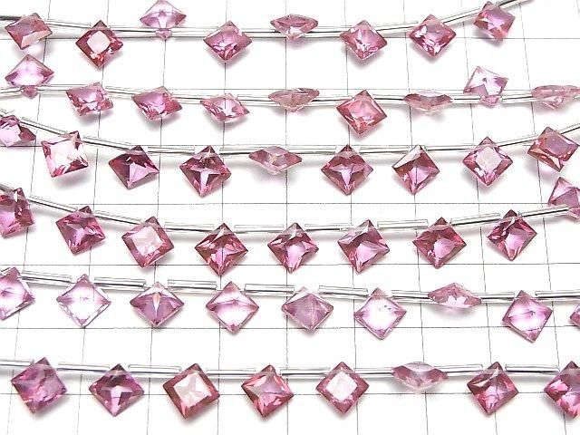 【動画】宝石質ピンクトパーズAAA ダイヤ プリンセスカット8×8mm 半連/1連(8粒) サムネイル4