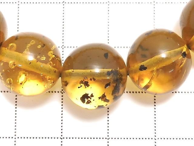【動画】【1点もの】ドミニカ産ブルーアンバーAAA ラウンド14mm 1連(ブレス) NO.258 サムネイル2
