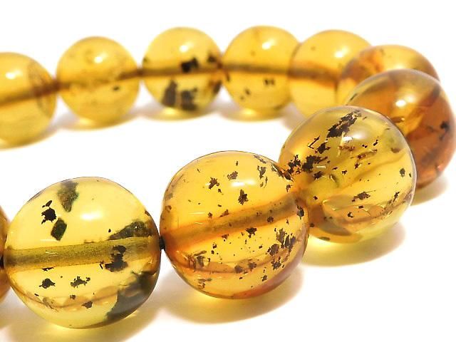 【動画】【1点もの】ドミニカ産ブルーアンバーAAA ラウンド14mm 1連(ブレス) NO.258 サムネイル4