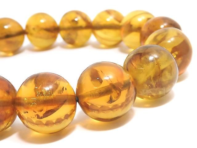 【動画】【1点もの】ドミニカ産ブルーアンバーAAA ラウンド13mm 1連(ブレス) NO.266 サムネイル4