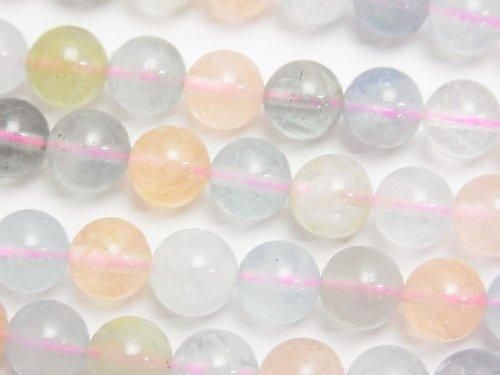 【動画】ベリルミックス(マルチカラーアクアマリン)AAA ラウンド8mm 1/4連~1連(約38cm)の画像