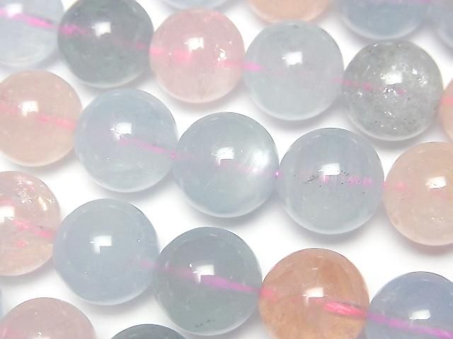 【動画】ベリルミックス(マルチカラーアクアマリン)AAA ラウンド12mm 1/4連~1連(約37cm)の画像